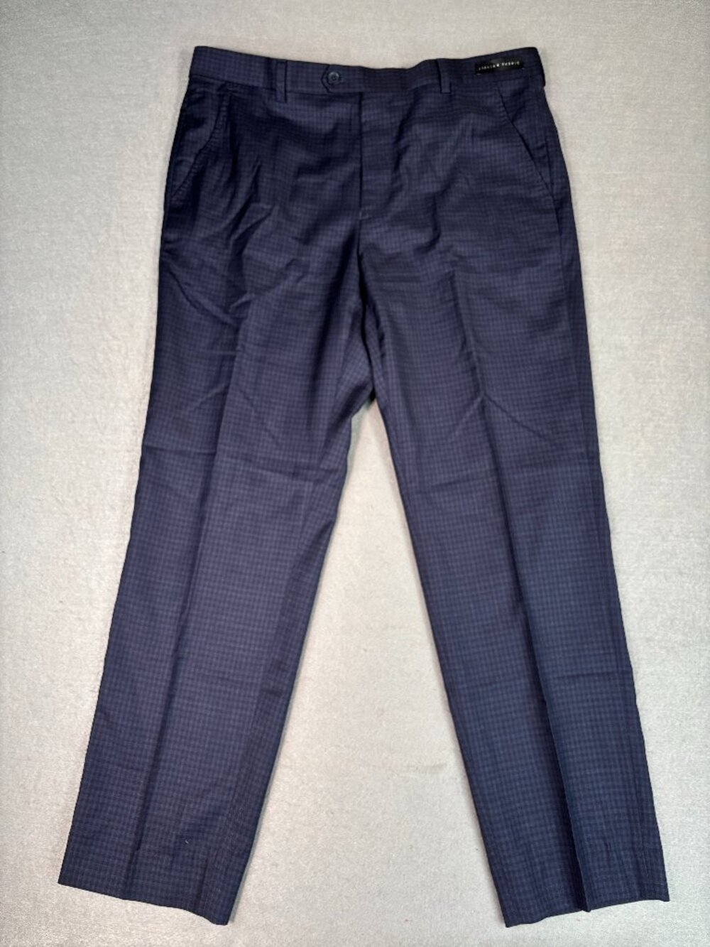 Ted Baker Gentelt 34L 100% Wool Navy Check Italian Fabric Dress Pants